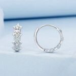 Pendientes de mujer con estrella de cinco puntas brillantes chapados en platino de plata de ley S925, BSE979 - Imagen 5