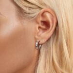Pendientes de mujer con estrella de cinco puntas brillantes chapados en platino de plata de ley S925, BSE979 - Imagen 6