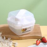 Fiambrera de picnic con recipiente para ensalada de doble capa apto para microondas con cuchara y tenedor, Blue/Large, Pink/Large, White/Large, Blue/Small, Pink/Small, White/Small