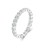 Anillo chapado en platino con moissanita brillante de plata de ley S925, No.6, No.7, No.8