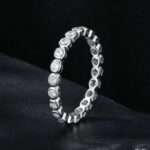 Anillo chapado en platino con moissanita brillante de plata de ley S925, No.6, No.7, No.8 - Imagen 3