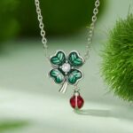 Cuentas DIY de plata de ley S925 con mariquita de siete estrellas y trébol de cuatro hojas de la suerte - Imagen 2