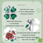 Cuentas DIY de trébol de la suerte de mariquita de silicona con circonita de plata esterlina S925 - Imagen 3