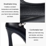 Zapatos de tacón alto para mujer, cómodos, con temperamento de tacón pequeño, plataforma impermeable, zapatos con una hebilla, 35 - Imagen 4