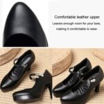 Zapatos de tacón alto para mujer, cómodos, con temperamento de tacón pequeño, plataforma impermeable, zapatos con una hebilla, 35 - Imagen 5