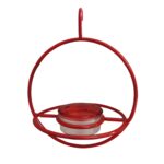 Comedero para pájaros colgante de metal para jardín y patio al aire libre, Red