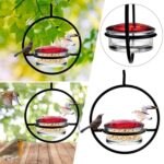 Comedero para pájaros colgante de metal para jardín y patio al aire libre, Black - Imagen 2