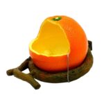 Comedero de plástico a prueba de derrames para loros, forma de fruta, jaula para pájaros, taza de comida, Orange