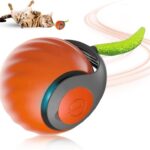 Juguetes interactivos para gatos con bola rodante inteligente y recargable por USB, ajuste de dos velocidades, TUTU Orange