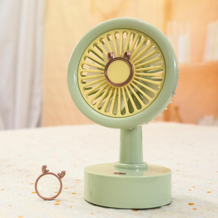 TBD0606009105.jpg Student USB Small Desktop Fan Replaceable Animal Ears Multi-Speed Lithium Battery Mute Fan, Green Bear - Imagen 1