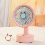 Student USB Small Desktop Fan Replaceable Animal Ears Multi-Speed Lithium Battery Mute Fan, Beige Deer