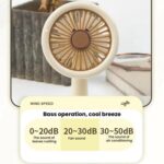 Student USB Small Desktop Fan Replaceable Animal Ears Multi-Speed Lithium Battery Mute Fan, Beige Bear - Imagen 7
