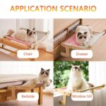 Hamaca de madera para gatos en balcón, caseta para gatos montada en la ventana o pared, caseta para mascotas colgante junto a la cama - Imagen 6
