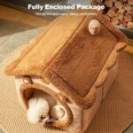Cama para gatos cerrada, cálida, extraíble y lavable, apta para todas las estaciones., S - Imagen 4