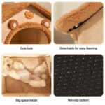 Cama para gatos cerrada, cálida, extraíble y lavable, apta para todas las estaciones., S - Imagen 5