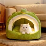 Cama para gatos semicerrada, cálida y acolchada para el invierno., 48x40x38cm - Imagen 6