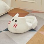 Cama para mascotas semiabierta, amplia y cálida para invierno, que bloquea la luz., White + M