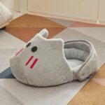 Cama para mascotas semiabierta, amplia y cálida para invierno, que bloquea la luz., Gray + L