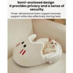 Cama para mascotas semiabierta, amplia y cálida para invierno, que bloquea la luz., White + M - Imagen 6
