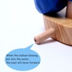 Juguetes para bebés Barco de globos de madera Barco impulsado por globos Juguetes de baño de madera para niños - Imagen 6