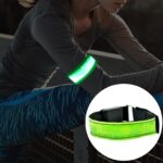 Correa de muñeca deportiva con batería ligera de nailon reflectante de seguridad con Flash LED, Battery Green