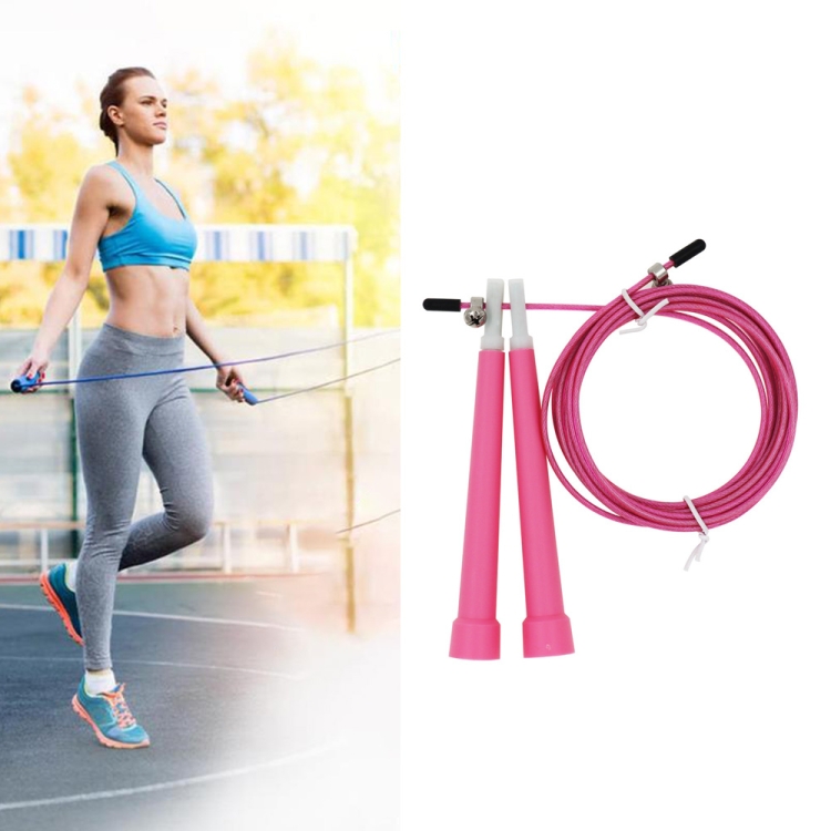 TBD052570301A.jpg Cuerda de saltar ajustable para saltar con alambre de acero, longitud: 3 m, Steel Wire Jump Rope (Megenta) - Imagen 1