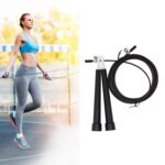 Cuerda de saltar ajustable para saltar con alambre de acero, longitud: 3 m, Steel Wire Jump Rope (Black)