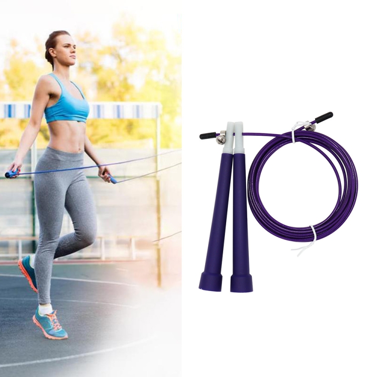 TBD052570301H.jpg Cuerda de saltar ajustable para saltar con alambre de acero, longitud: 3 m, Steel Wire Jump Rope (Purple) - Imagen 1