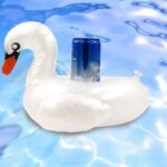 Posavasos inflables de PVC con forma de cisne blanco, engrosados, respetuosos con el medio ambiente, portavasos flotante para bebidas y agua, Patterned White Swan