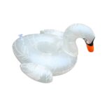 Posavasos inflables de PVC con forma de cisne blanco, engrosados, respetuosos con el medio ambiente, portavasos flotante para bebidas y agua, Patterned White Swan - Imagen 2