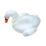 Posavasos inflables de PVC con forma de cisne blanco, engrosados, respetuosos con el medio ambiente, portavasos flotante para bebidas y agua, Patterned White Swan - Imagen 3
