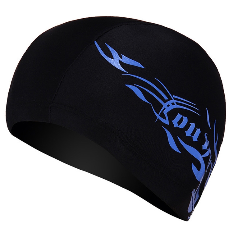 TBD052996601B.jpg Gorro de natación unisex de spandex transpirable, Spandex Swimming Cap(Blue Fire on Black) - Imagen 1
