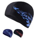 Gorro de natación unisex de spandex transpirable, Spandex Swimming Cap(Blue Fire on Black) - Imagen 5