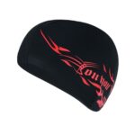 Gorro de natación unisex de spandex transpirable, Spandex Swimming Cap(Blue Fire on Red)