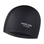 Gorro de natación ampliado impermeable recubierto de PU para hombres y mujeres adultos, PU Coated Enlarged (Black)