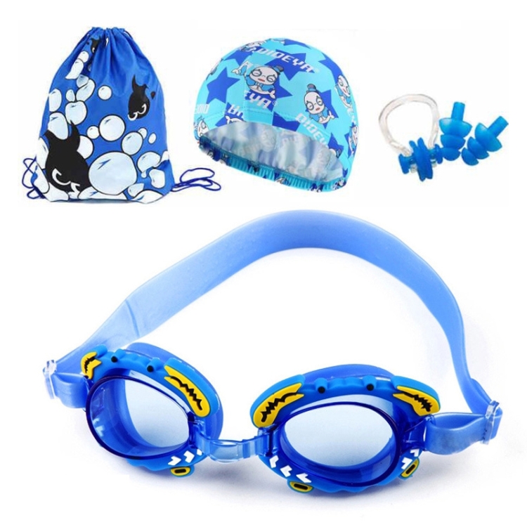 TBD053042801A.jpg Gafas de natación de silicona 4 en 1 con diseño de cangrejo pequeño, impermeables y antivaho, gorro de natación con estampado impreso, tapones para los oídos con clip para la nariz y bolsa de almacenamiento, juego de equipo de natación para niños... - Imagen 1