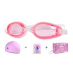 JIEHU JH8102 4 en 1 Mujeres HD Transparente Antivaho Gafas de natación impermeables Conjunto de gorro de natación, JIEHU JH8102 (Pink)