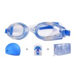 JIEHU JH8102 4 en 1 Mujeres HD Transparente Antivaho Gafas de natación impermeables Conjunto de gorro de natación, JIEHU JH8102 (Blue Color)