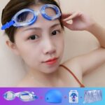JIEHU JH8102 4 en 1 Mujeres HD Transparente Antivaho Gafas de natación impermeables Conjunto de gorro de natación, JIEHU JH8102 (Blue Color) - Imagen 8