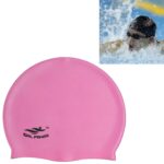 Gorro de natación de silicona impermeable de color sólido para adultos, Silicone Swimming Cap(Pink)