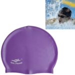 Gorro de natación de silicona impermeable de color sólido para adultos, Silicone Swimming Cap(Purple)