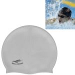 Gorro de natación de silicona impermeable de color sólido para adultos, Silicone Swimming Cap(Silver)