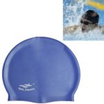 Gorro de natación de silicona impermeable de color sólido para adultos, Silicone Swimming Cap(Dark Blue)