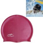 Gorro de natación de silicona impermeable de color sólido para adultos, Silicone Swimming Cap(Wine Red)