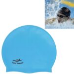 Gorro de natación de silicona impermeable de color sólido para adultos, Silicone Swimming Cap(Sky)