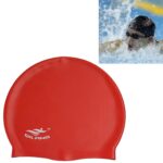 Gorro de natación de silicona impermeable de color sólido para adultos, Silicone Swimming Cap(Red)