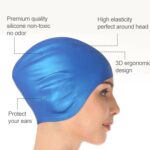 Gorro de natación de silicona impermeable de color sólido para adultos, Silicone Swimming Cap(Red) - Imagen 5