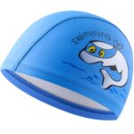 Gorro de natación para niños Gorro de natación elástico con estampado de delfines lindo PU, Children PU Swimming Cap (Dark Blue)