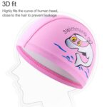 Gorro de natación para niños Gorro de natación elástico con estampado de delfines lindo PU, Children PU Swimming Cap (Sky Blue) - Imagen 3