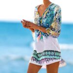 Cover-up de traje de baño con estampado de textura de serpiente de gasa, S, M, L, XL, 2XL - Imagen 2
